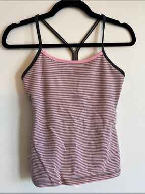 lululemon athletica Pink and Gray Striped Tank Top